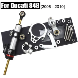 For Ducati 848 CNC Steering Damper Stabilizer w/ Bracket Set Saftety Control Kit 2008-2010 Anodized Motorbike Parts Accessories