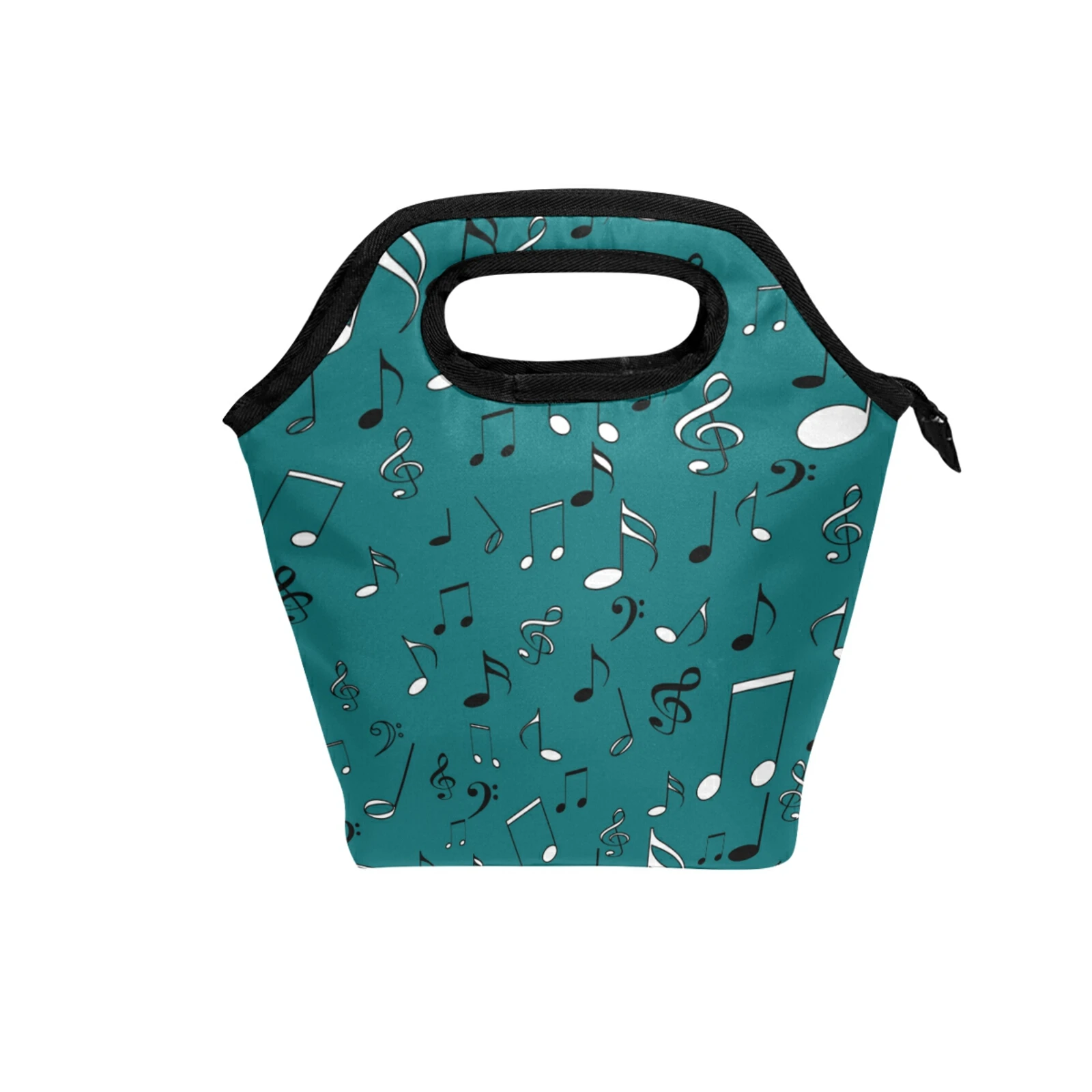 

Music Notes Print Cooler Bag Curved Handle Design Portable Insulated Lunch Bag Large Capacity Thermal insulation Food Handbag