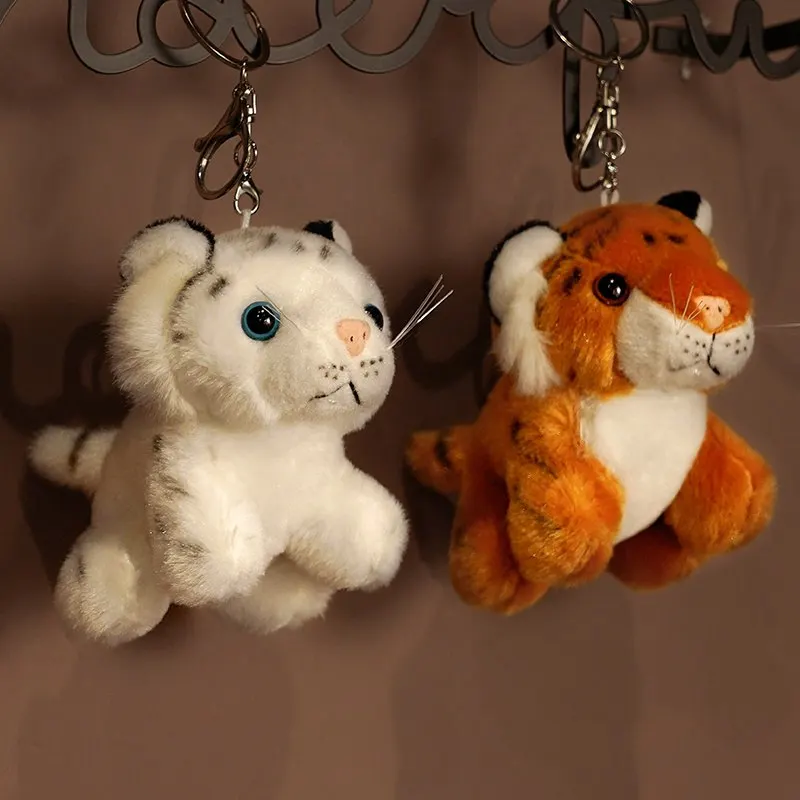 2021 Zoo Baby Tiger Keychain Plüsch Anhänger Null Brieftasche Nette Schlüssel Kette Weiß Puppe Puppen Tasche Hängende Dekoration Keyring Mode