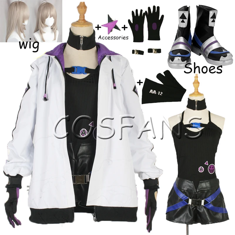 

Tailored size Anime Girls Frontline Cosplay AA12 Cos Halloween Party High Quality Uniform Set For Men/Women Costume Wig shoes