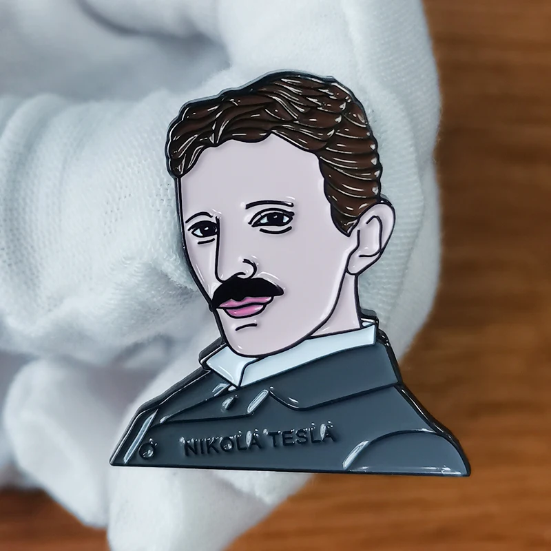 Nikola Tesla Badge genius alternating current inventor Brooch mad scientist decor