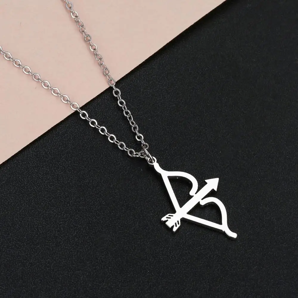 Chandler Stainless Bow and Arrow  Necklace For Women Lovers Best Gifts Archery Archer Love Gelectrocardiogram Romantic Colier