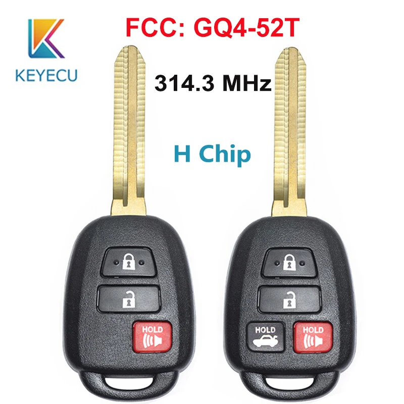 

KEYECU FCC:GQ4-52T 314.3MHz H Chip Replacement 3/4 Button Remote Key Fob TOY43 for Toyota Rav4 Highlander 2014 2015 2016 2017 18