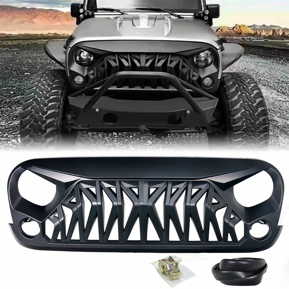 ABS Grille Cover For Jeep Wrangler JK  JKU 2007 2008 2009 2010 2012 2013 2014 2015 2016 2017 Unlimited Rubicon Sahara Sport