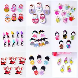 Free shipping -30PCs Random Mixed Lovely Dolls 2 Holes Wood Bakelite DIY Painting Sewing Buttons Scrapbooking 15-40mm