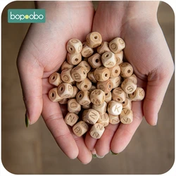 Bopoobo 30pc Beech Letter Wooden Beads lyrics DIY Teething Jewelry Baby Nursing Beads Alphabe Baby Teether For Baby Product
