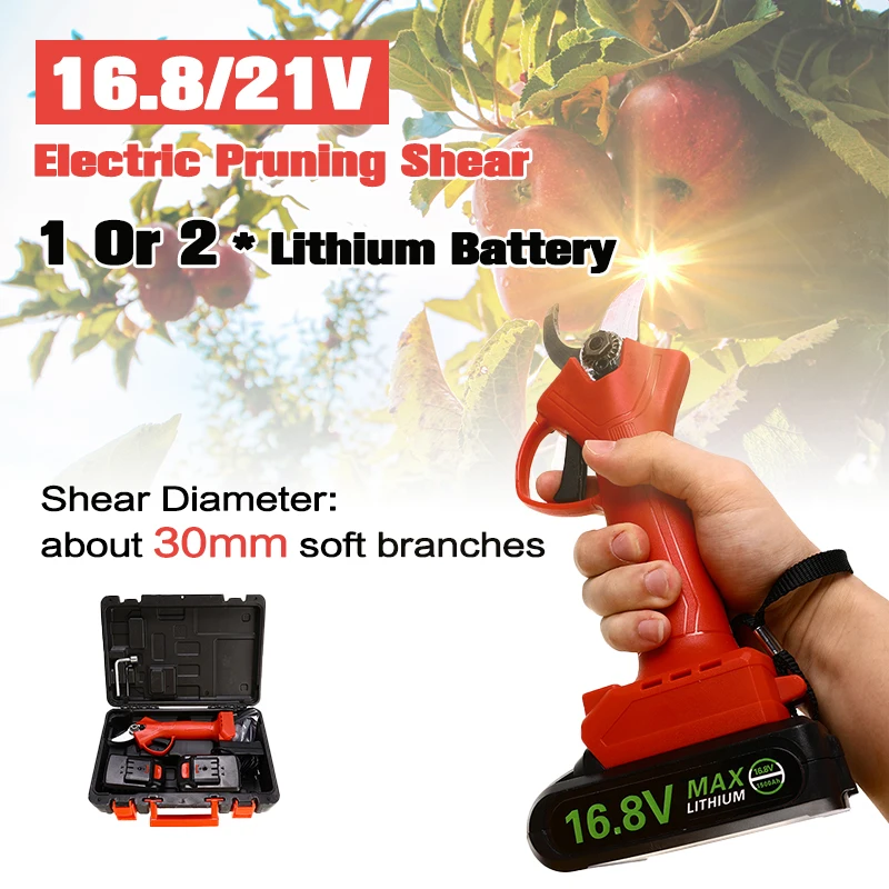 

Cordless 16.8/21V Pruner Lithium-ion Pruning Shear Efficient Fruit Tree Bonsai Pruning Electric Tree Branches Cutter Landscaping