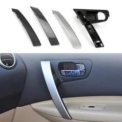 Car Interior Door Handles Inner Base Parts For Nissan Qashqai 2008-2015 Black Silver Carbon Fiber