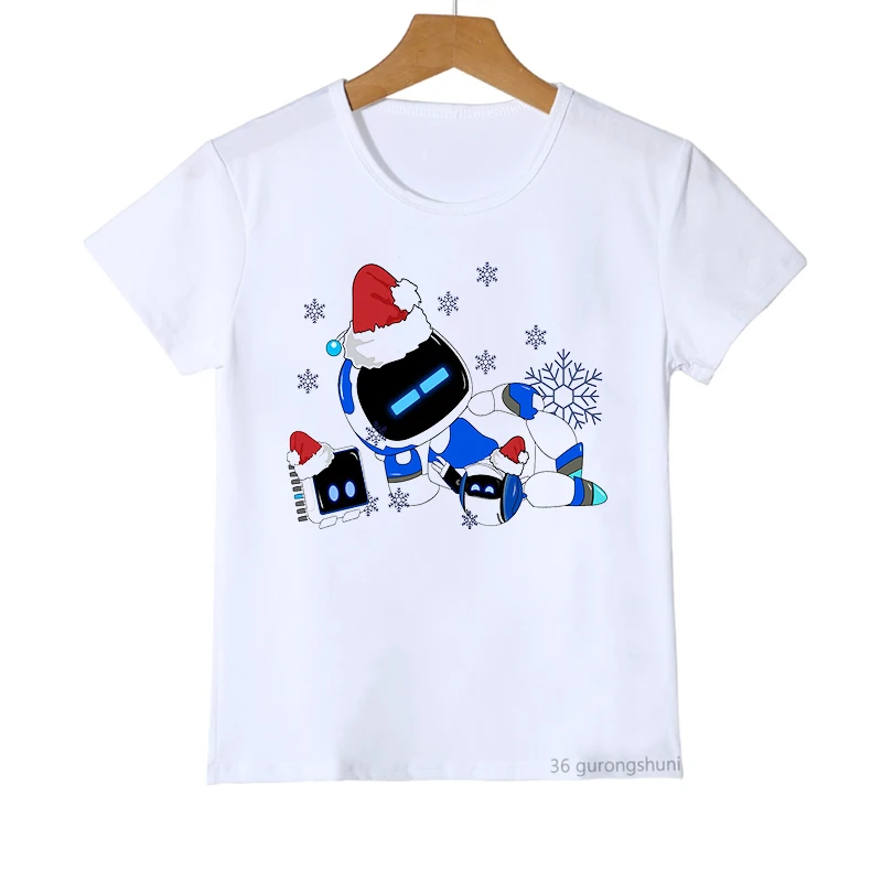 Camisetas divertidas para niños, camiseta con estampado de dibujos animados de Astros Playroom para niños, ropa informal de verano para niños, camisetas de manga corta para niños pequeños