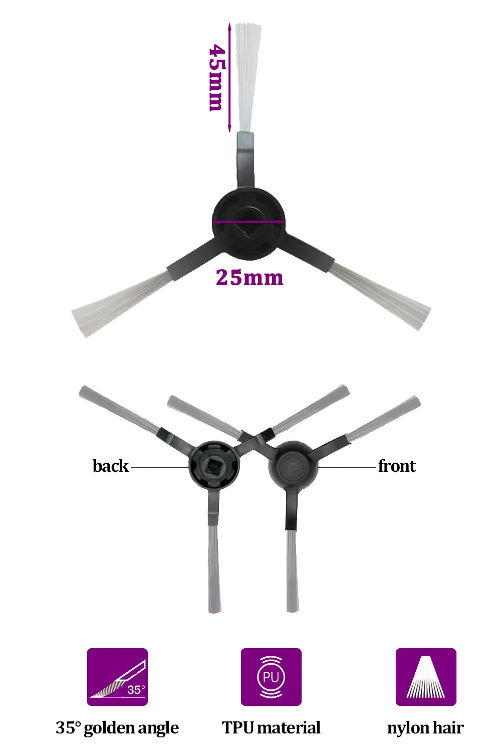 Rodillo de filtro Hepa, cepillo lateral, mopa, paño de trapo para Xiaomi LDS STYJ02YM Conga 3490 Viomi V2 PRO V3 SE, piezas de aspiradora robótica