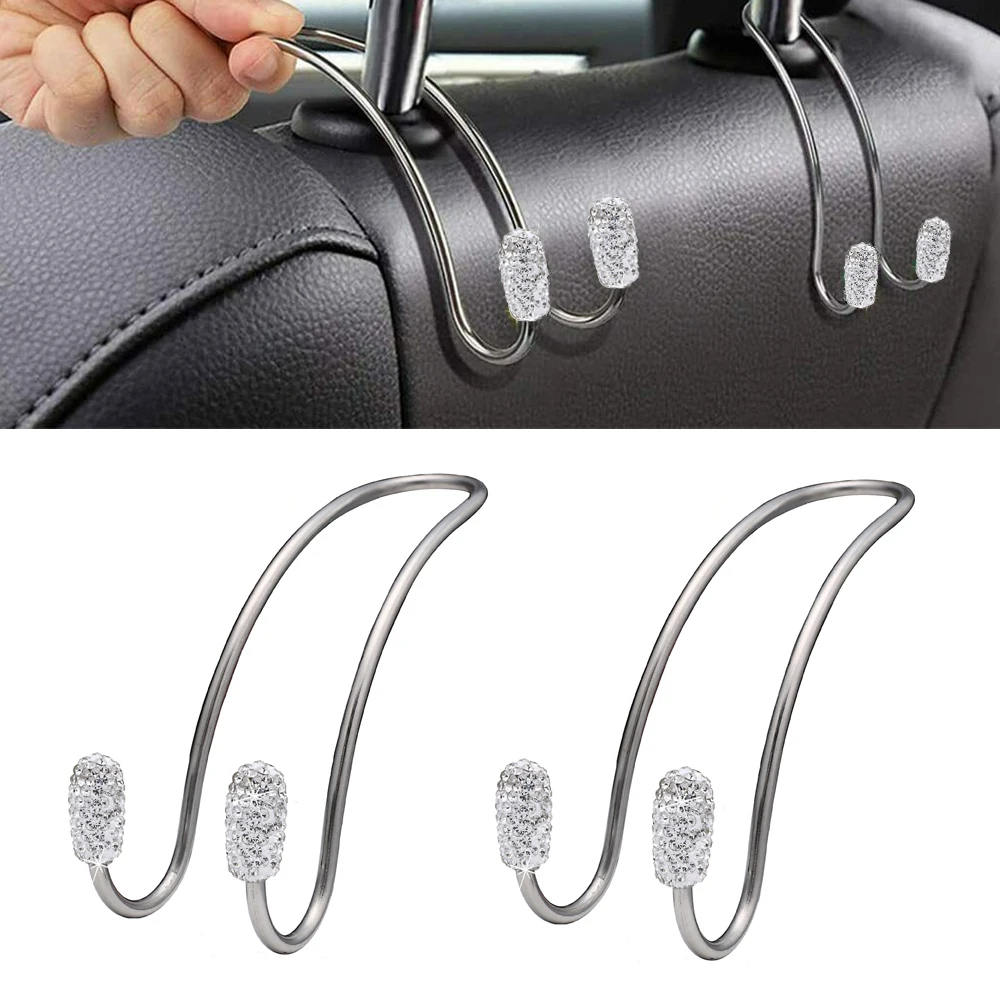 2pcs Car Back Seat Hook Bling Rhinestones Crystal Handbag Hanger Holder Accessories Auto SUV Coat Hanger Car Styling Universal - Image 4