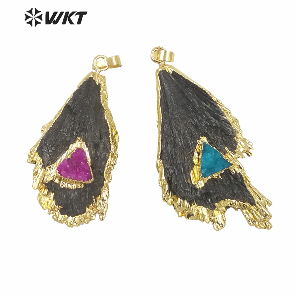 WT-P1369 Fashion natural stone pendant random shape elegant black color pendant for women necklace making only wholesale price