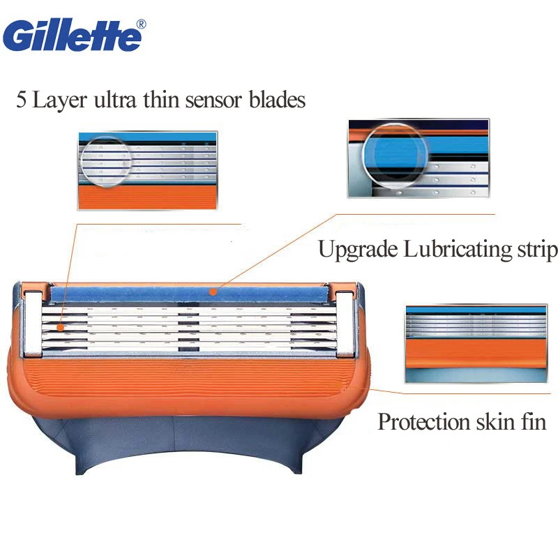 Gillette Fusion Power Razor Blade 5 Layers Stainless Blades for Electric Shaving Razor Shaver Blades for Men\'s Face Care