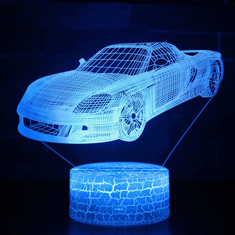 Sedan Car Auto Racing Tractor 3d Illusion Lights Bedroom Night Lamp Usb Light Teen Room Decoration Birthday Neon Sign Plug in