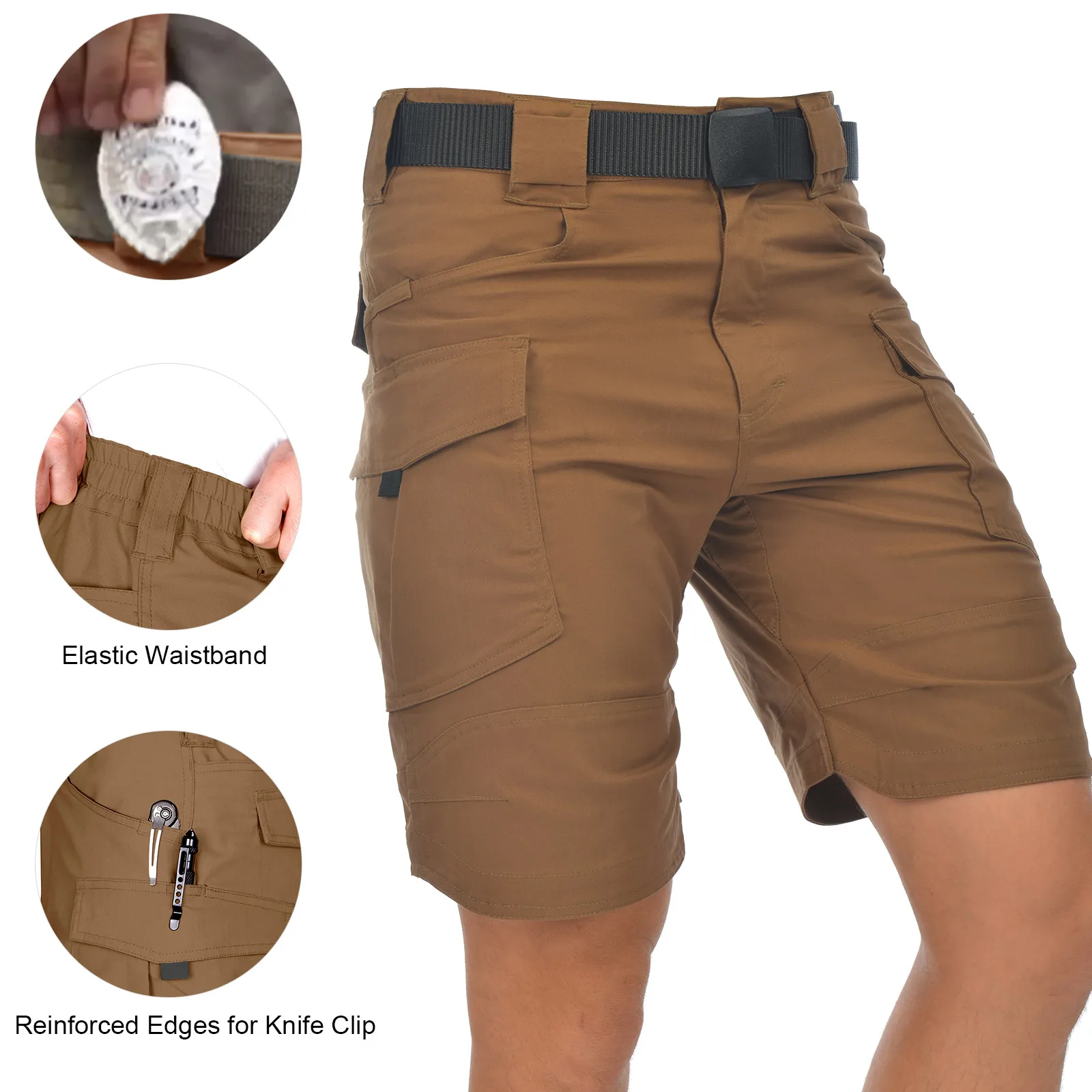 Pantalones cortos tácticos de 8,5 pulgadas para hombre, Shorts Cargo elásticos con bolsillos, estilo militar, para senderismo, pesca, caza y exteriores