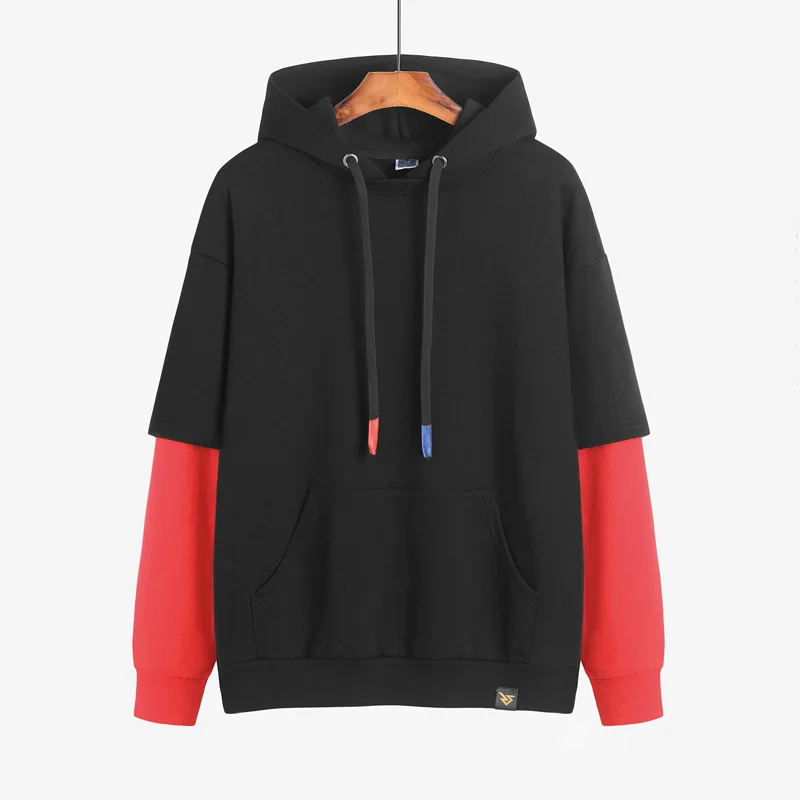 

Men's Wear New Japanese Pure Cotton Fake Two Pieces of Fashion Brand Splice Hoodies Men's Clothing