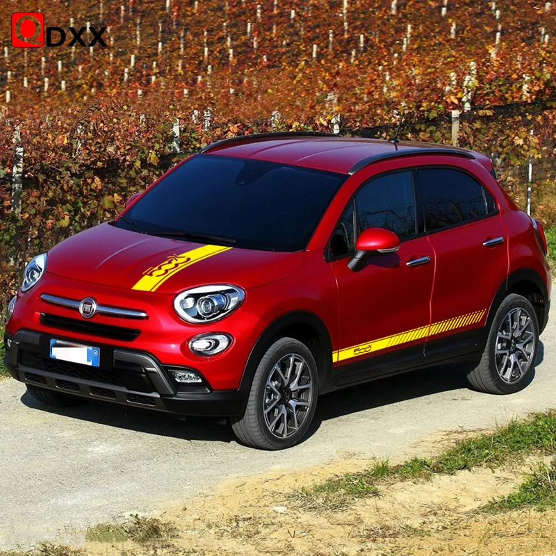 For Fiat 500X Cross Sport Stripes Car Hood Both Side Sticker Auto Body Engine Cover Decor Vinyl Decals Exterior Accessories