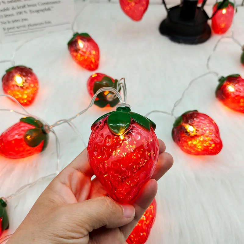 Luci Creative della stringa della fragola 10/20LED luci della ghirlanda di natale alimentate a batteria per la decorazione della stanza dei bambini del partito