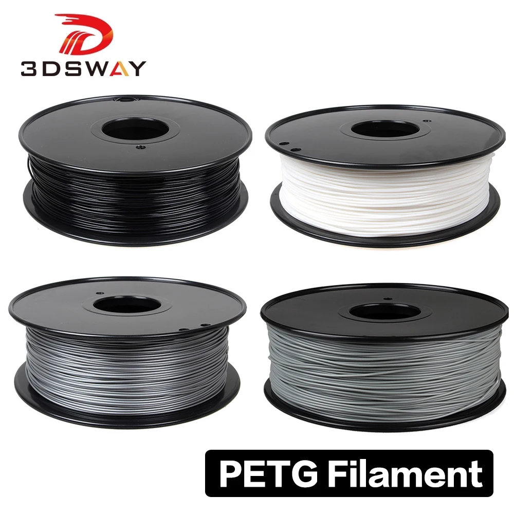 3DSWAY PETG filamento 1.75mm tinta unita trasparente naturale 110 ℃ materie plastiche petg fibra di carbonio per stampante 3D parte