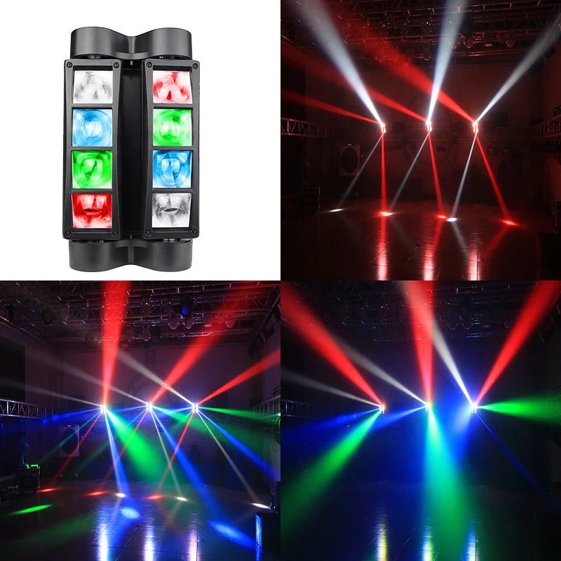 Mini luz Led de cabeza móvil para discoteca, dispositivo de iluminación RGBW Spider Lite DMX 512, controlador de luz antiniebla para escenario, Club nocturno, Bar KTV, 8x10W