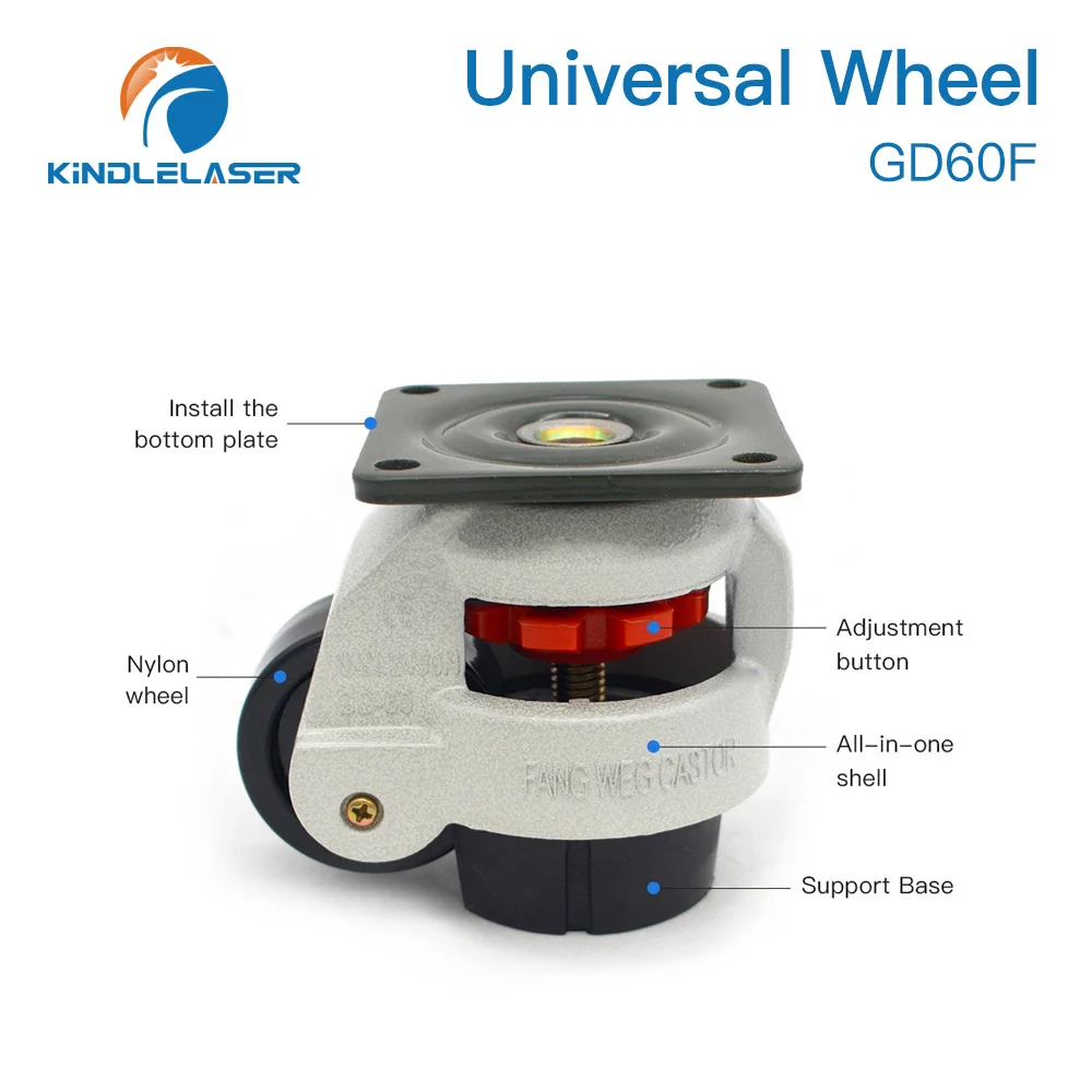 Ruota universale KINDLELASER GD60 per macchina per taglio e incisione Laser CO2 rullo sedile in gomma con guscio in alluminio spesso di alta qualità
