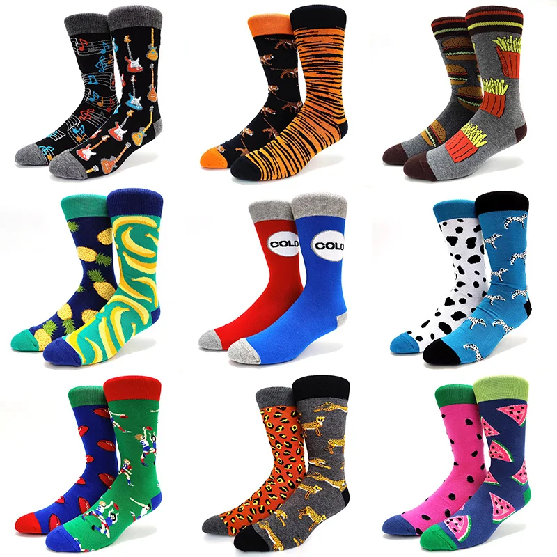 High Quality Combed Cotton Socks Food Pattern Long Tube Funny Happy Men Socks Novelty Skateboard Crew Casual Crazy Socks