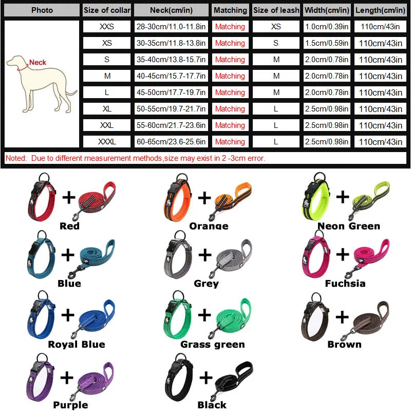 Truelove Reflective Soft Dog Collar and Leash Set Nylon Adjustabele Collar Dog Training Leash Esay On Pet Supplies Dropshipping