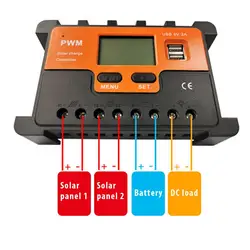 10-100A Solar Charge Controller Solar Panel Controller With Dual USB Solar Regulator 12V/24V MPPT/PWM Auto Paremeter Adjustable