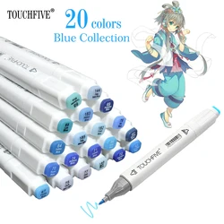 TOUCHFIVE 20 colors Blue series Alcohol Markers pens oily based ink Art Marker Drawing Marker Pen Animation set
