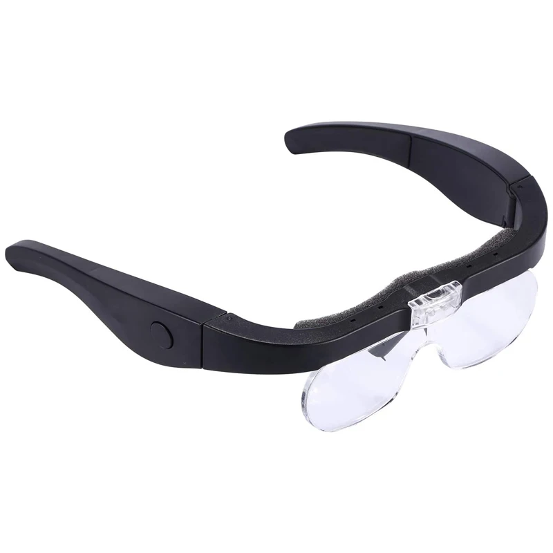 Rechargeable Head Magnifier Glasses Eyeglasses Magnifier With LED Lights And Detachable Lenses 1.5X 2.5X 3.5X 5X Magnifying