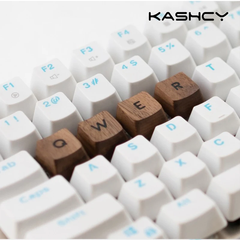 Kashcy wood engraving characters keycap for mechanical keyboard walnut solid wooden keycaps spacebar Esc Cherry mx OEM