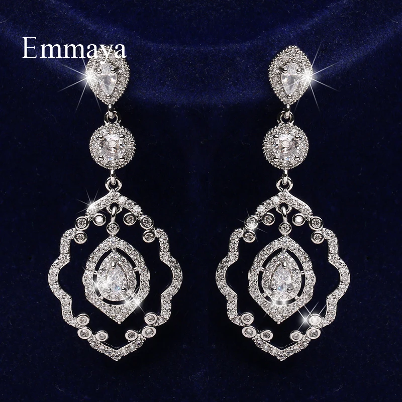 Emmaya-boucles d'oreilles en Zircon cubique pour femmes, forme délicate, bijoux longs, Style ajouré, pour Banquet, cadeau Adorable, nouvelle mode