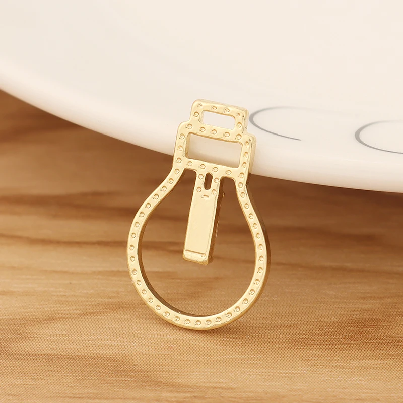 10 Pieces Gold Color Metal Hollow Bulb Charms Pendants for DIY Jewellery Making Accessories 24x16mm