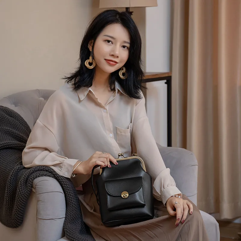 NIGEDU-Bolso de hombro de cuero sintético para mujer, bandolera de estilo coreano con hebilla de Metal, con clip