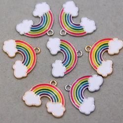 6pcs 20*24*2mm  Rainbow Cloud Shape Alloy Enamel Pendants Charms for Jewelry Making DIY Bracelet Necklace diy accessories