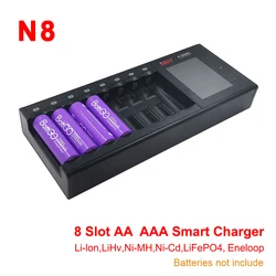 ISDT N8 LCD Display Universal Battery Charger 8-Slot Speedy Smart Battery Fast Charger for Rechargeable Batteries AA AAA Li-lon