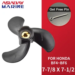 Hélice fuera de borda para Motor de barco Honda, tornillo de aleación de aluminio, pieza de Motor marino de barco de 3 palas, 4hp, 5hp, 6hp, 7, 7/8x7, 1/2