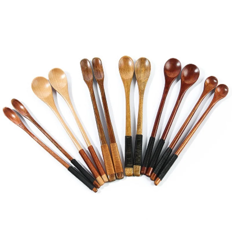 New small wooden spoon kitchen cooking utensils long handle ice cream coffee tea spoon creative handmade wooden tableware kitche