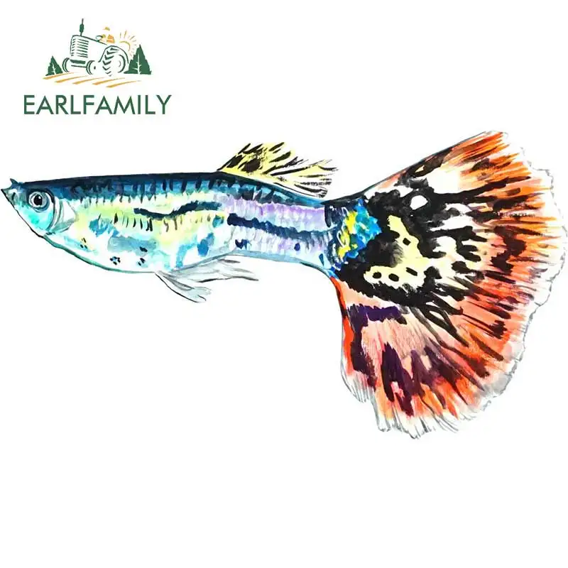 EARLFAMILY 13cm x 7.1cm Guppy Fish Bright Vinyl Sticker Car Home Truck SUV Boat Decal Animal Car Stickers Waterproof Graphics