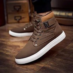 2020 Hot Men Shoes Fashion Warm Fur Winter Men Boots Autumn Leather Footwear For Man New High Top Canvas Casual Shoes Men856