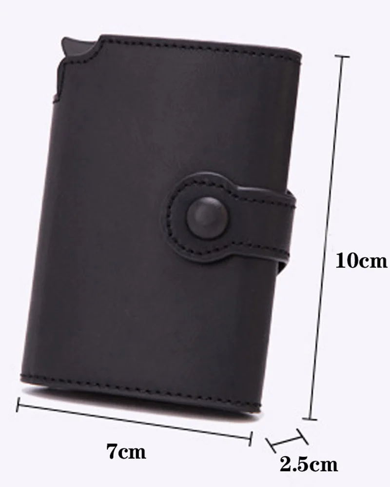 Pop-up RFID Black Wallet ID Card Case Men RFID Button Credit Card Holder High Quality Metal Aluminum Auto Coin Purse