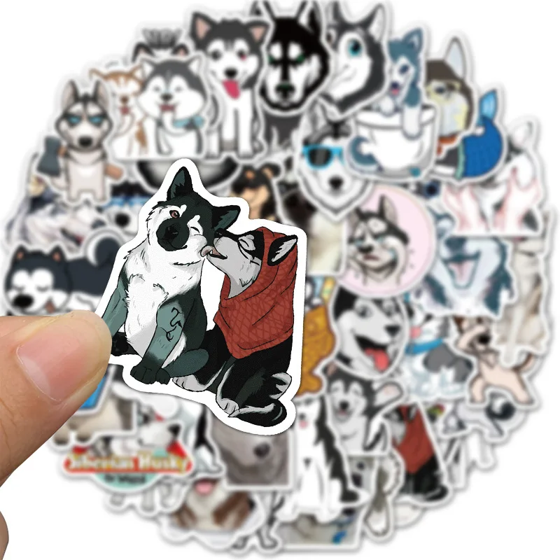 50PCS Husky Cartoon Stickers Cute Animals Dog Graffiti For Car Suitcase Skateboard Phone Laptop DIY Stickers Skateboard Sticker