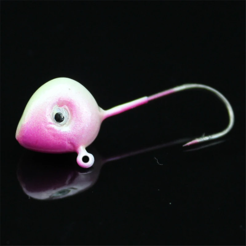 2pcs/lots jig heads fishing hooks pink color with eyes lead jig 0.5g  1g   2g 3g 4g 5g  fishhooks for jigging fishing Pesca