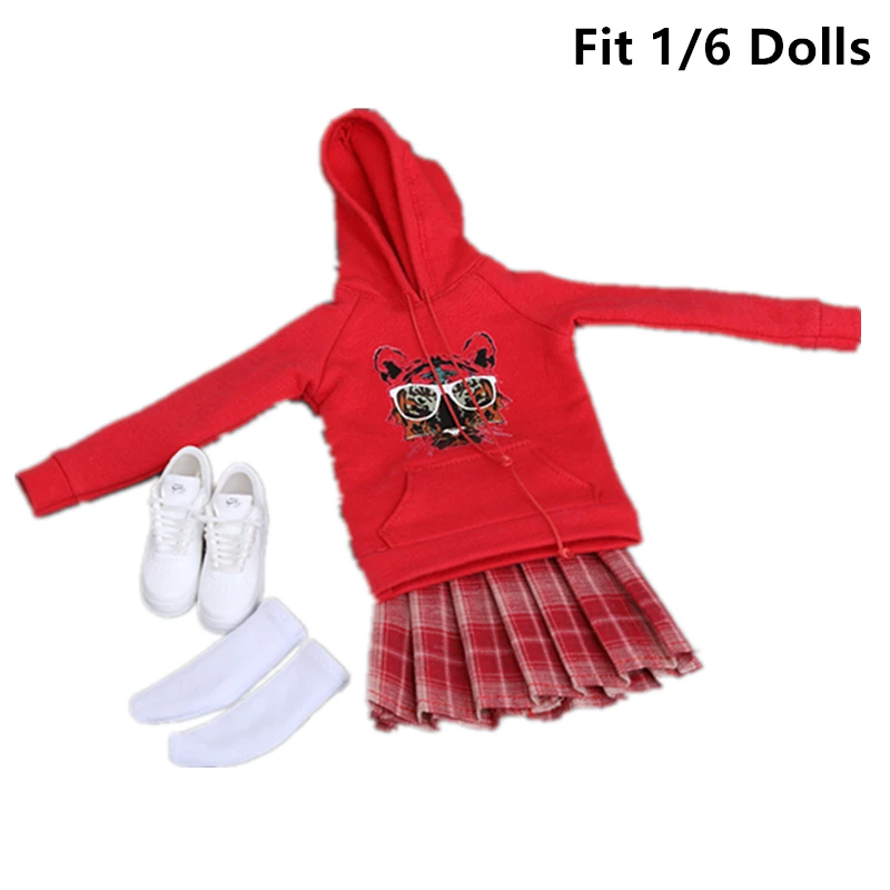 

1/6 Scale Action Figure Hooded Sweater Pleated Skirt Set Model For 12 Inches Dolls Body Accessories cdtoys CD017