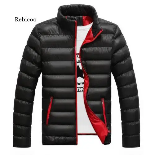 Quente masculino fino ajuste de algodão acolchoado grosso inverno quente gola luz outerwear jaqueta casaco casual roupas casacos