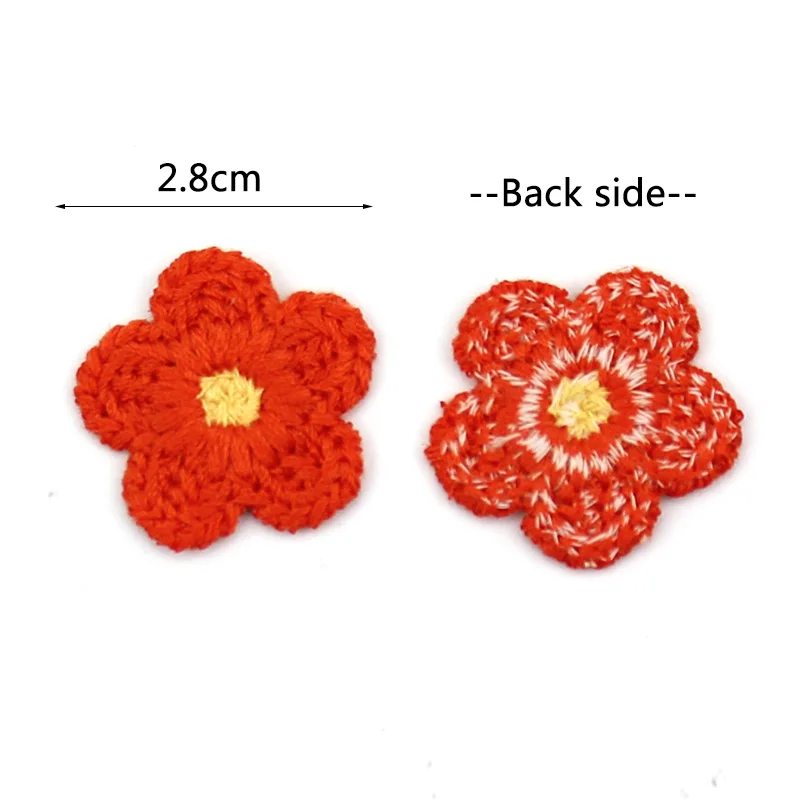 40Pcs 2.8cm Woolen Yarn Embroidery Flowers Patches Sew-on Appliques for Crafts Headwear Accessories DIY Hairpin Decor Ornaments