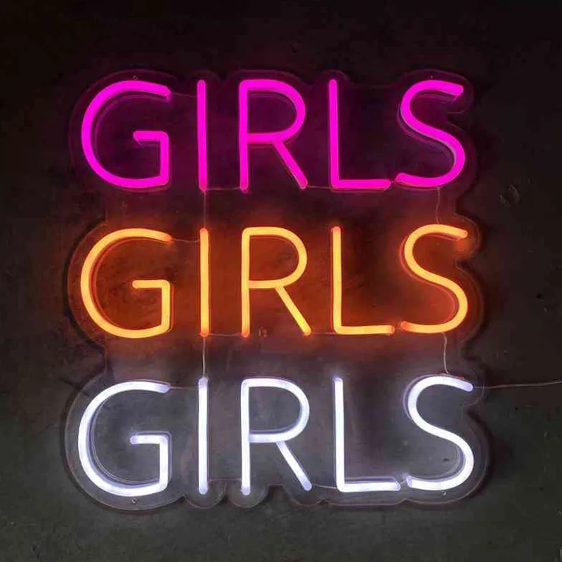 Girls Girls Girls Neon Sign Music Bar Decoration Led Light Sign for Home Bar Party Decor Neon Sign Bedroom Gifts for Her