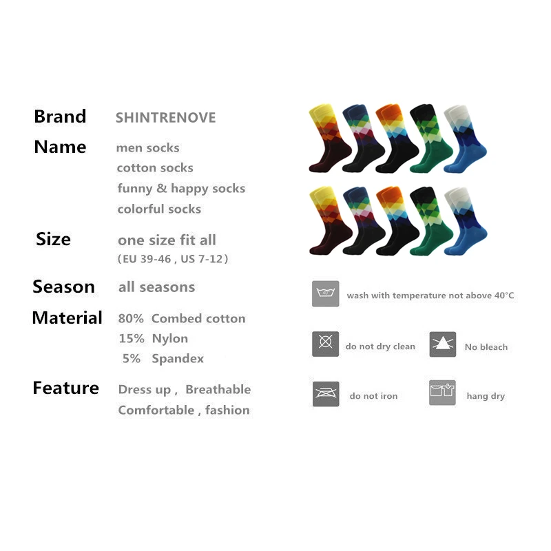 10 Pairs/Lot Men's Socks High Quality Classic Happy Casual Combed Cotton Socks Fashion Harajuku Dress Clothing Funny Socks