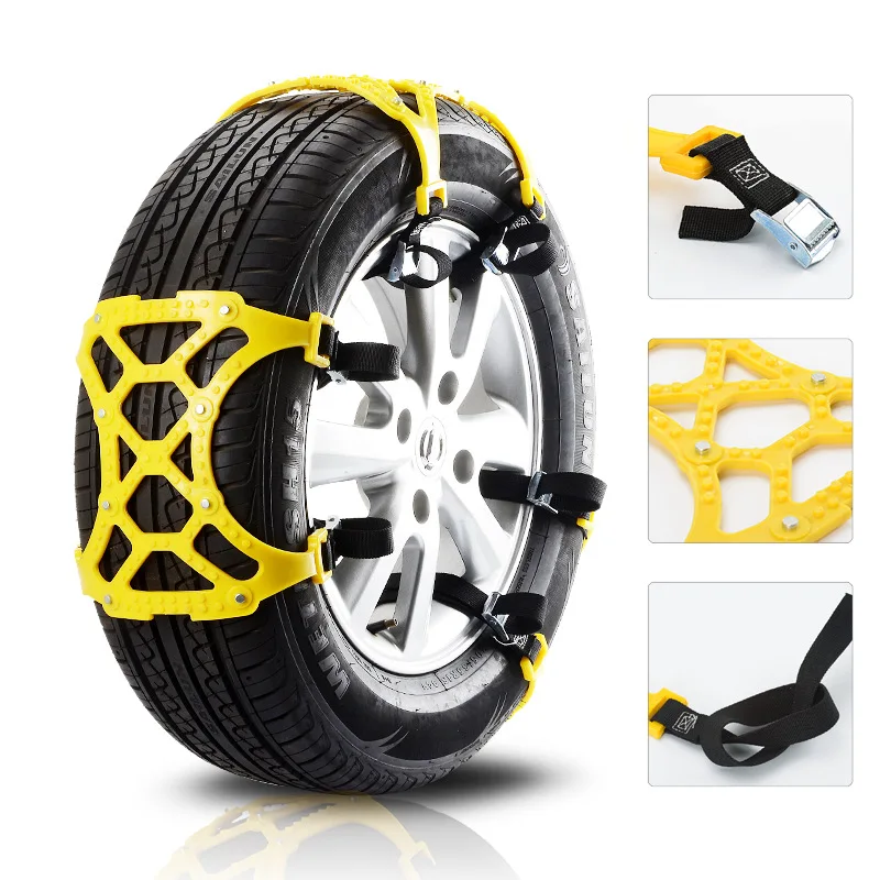 3pcs Car Tire Anti-skid Chain Universal Adjustable Emergency Snow Anti-skid Chain Safety Double Buckle Anti-skid Tire Chain Nail