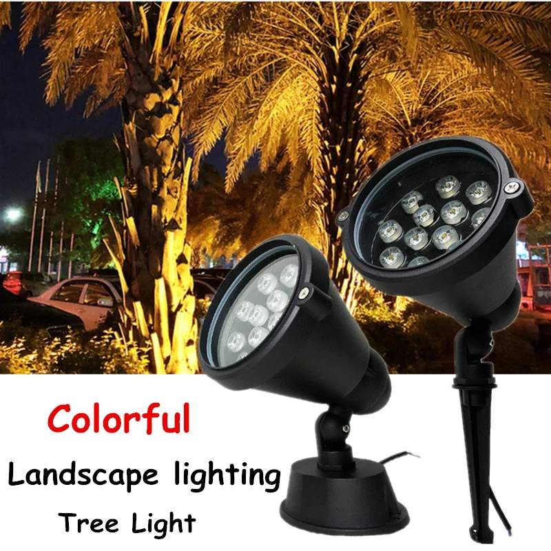 12w Outdoor Spotlights Garden Lawn Lamps Pillar Decor Gazebo Light Ground Lamp Tree Projection Lights Courtyard Landscape Lamps